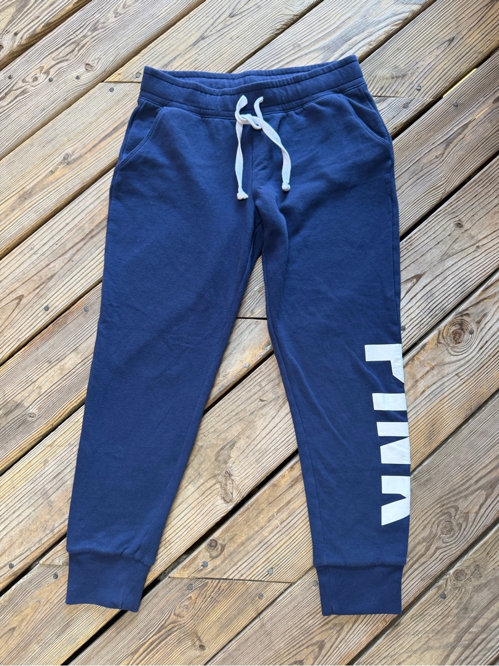 PINK Victoria’s Secret Navy Logo Jogger Sweatpants Size Medium